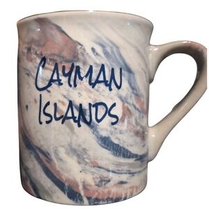Blue Cayman Islands Coffee Mug  16 oz Marbled Vintage Ceramic Souvenir‎ Cup